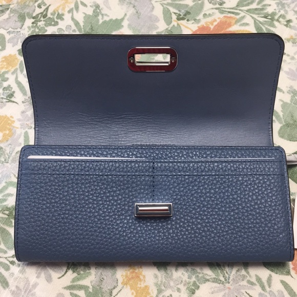 NWT Michael Kors Large Sullivan Leather Wallet Blue - Picture 3 of 8